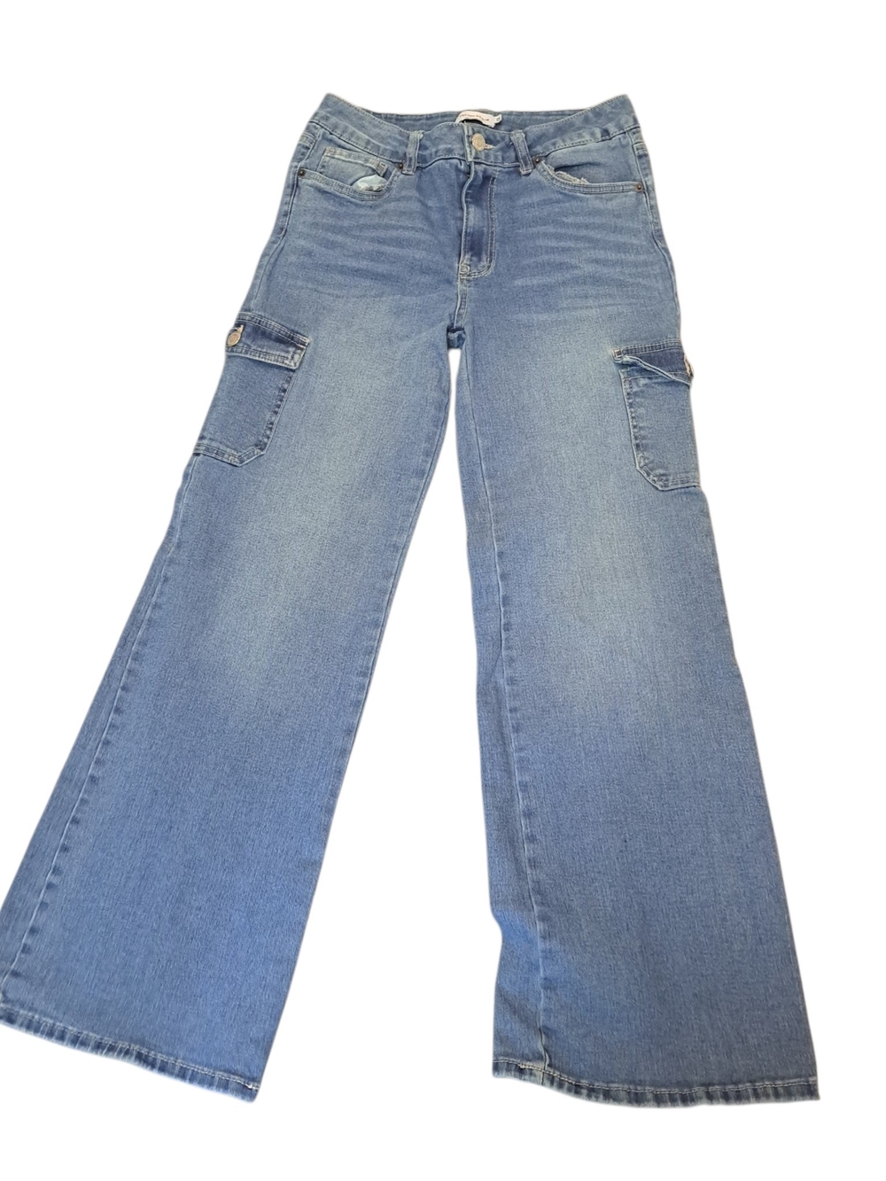 Refuge Denim Women's Size 5 Cargo Flare Jeans Light Wash Y2K Wide Leg